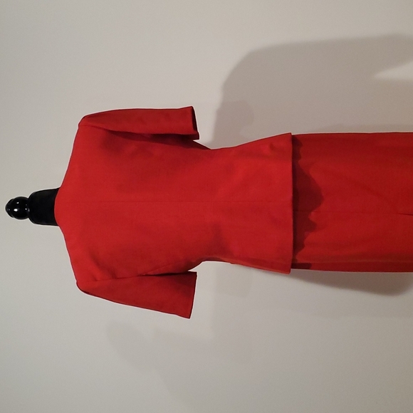 1980's KASPER Vintage Red Two Piece Short Sleeve Suit Sz 14 runs small - Picture 4 of 12